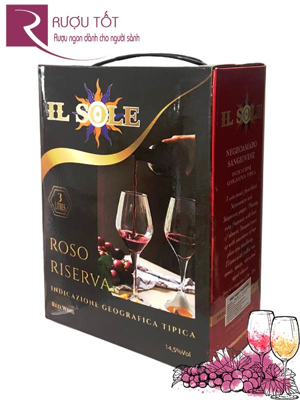 Vang bịch IL Sole Rosso Riserva 14,5% Chính hãng