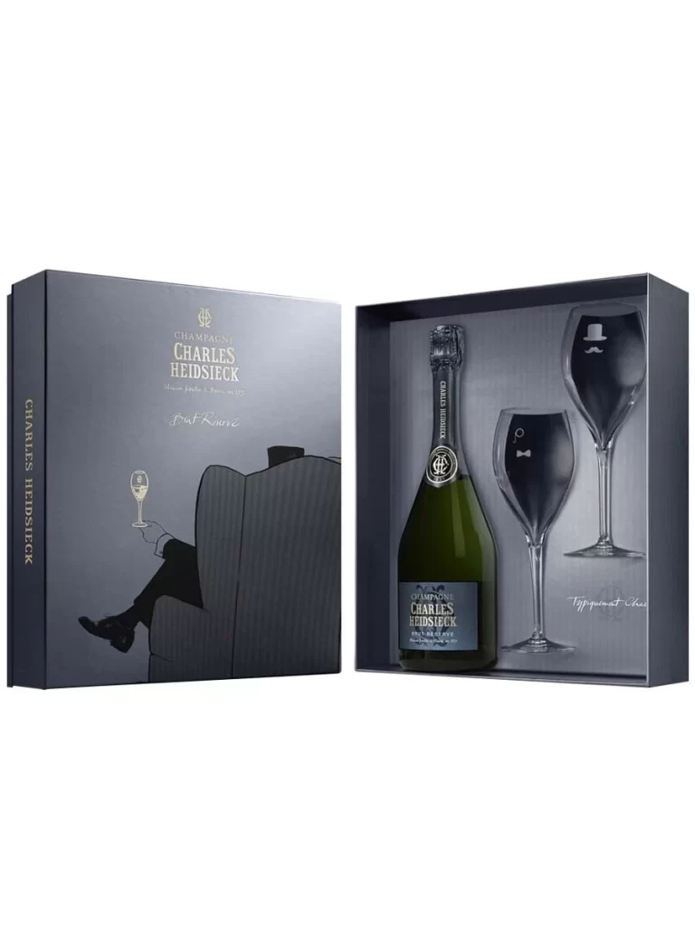 Rượu Champagne Charles Heidsieck Brut – Hộp quà 2 ly